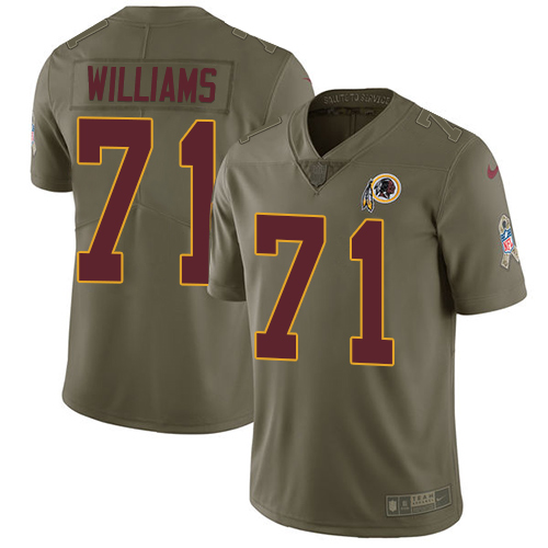 Nike Redskins #71 Trent Williams Olive Men's Stitched NFL Limited Salute to Service Jersey